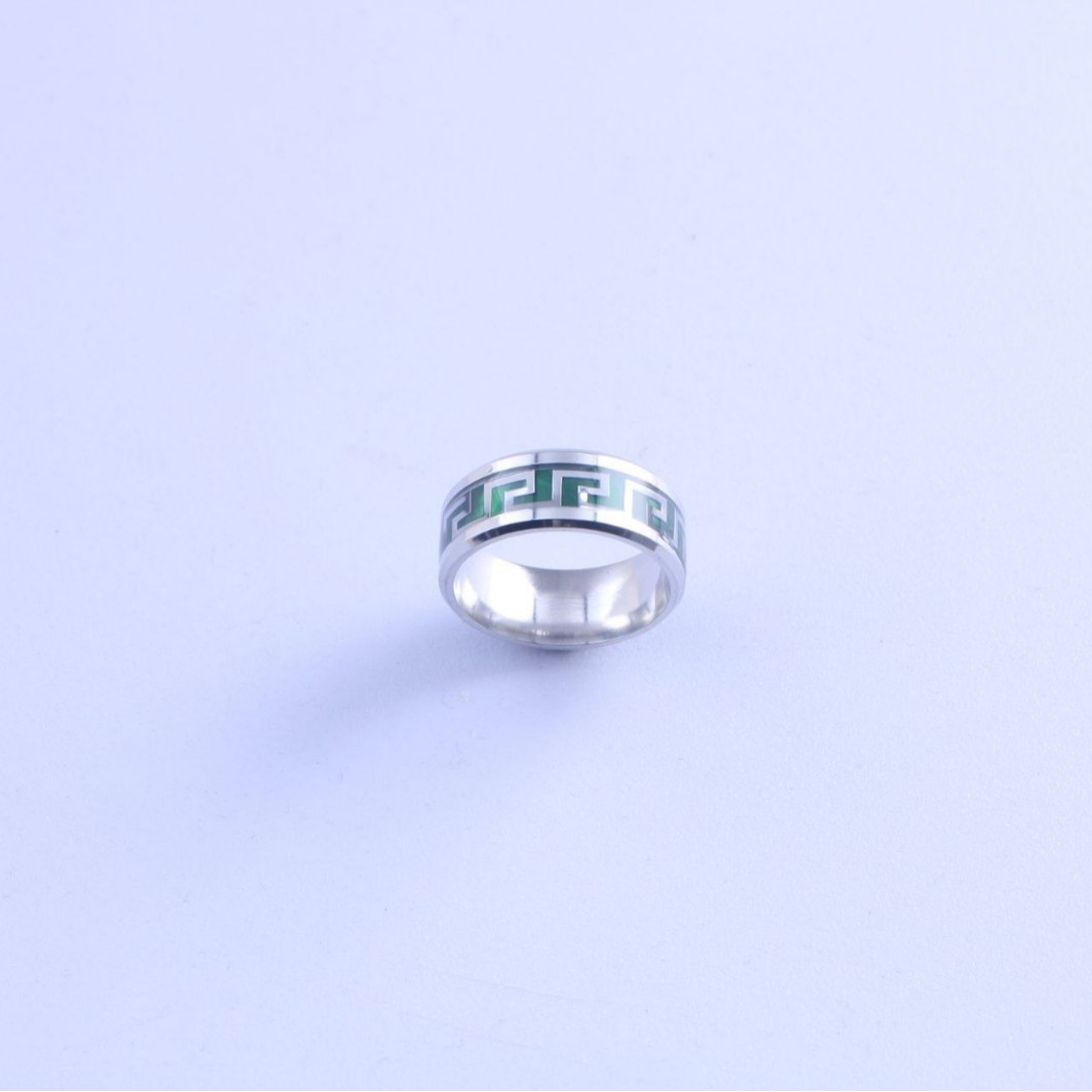European and American Micro Glazed Great Wall Pattern Personalized Titanium Steel Ring for Men and Women