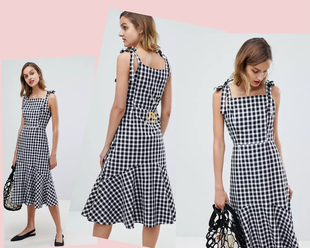 200gsm Density Customizable Black And White Plaid Fabric Twill Cloth For Lady Dress RZ18042