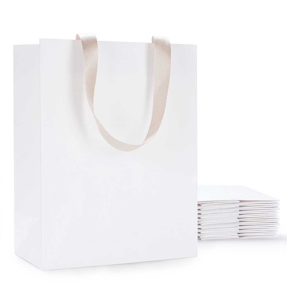 Large White Card Hot Stamping Custom Logo Printing Paper Bag for Clothes and Boutiques