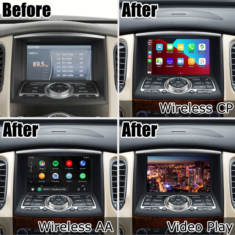 Infiniti QX50 EX35 EX25 EX30d EX37 HD screen wireless Carplay Android Auto upgrade