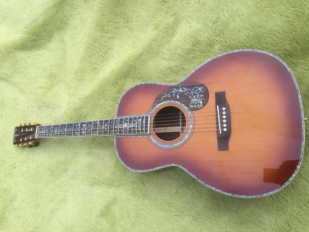 Custom 000 Deluxe classic acoustic guitar,Solid Spruce top,Real Abalone binding,39 inch Ebony fingerboard Guitar