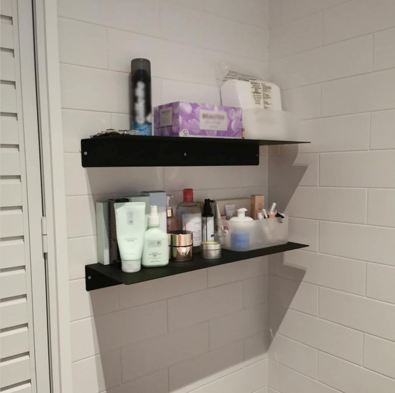 Wall Organizer L-Shaped White Metal Floating Shelf Modern Heavy Duty Wall Mount Shelf