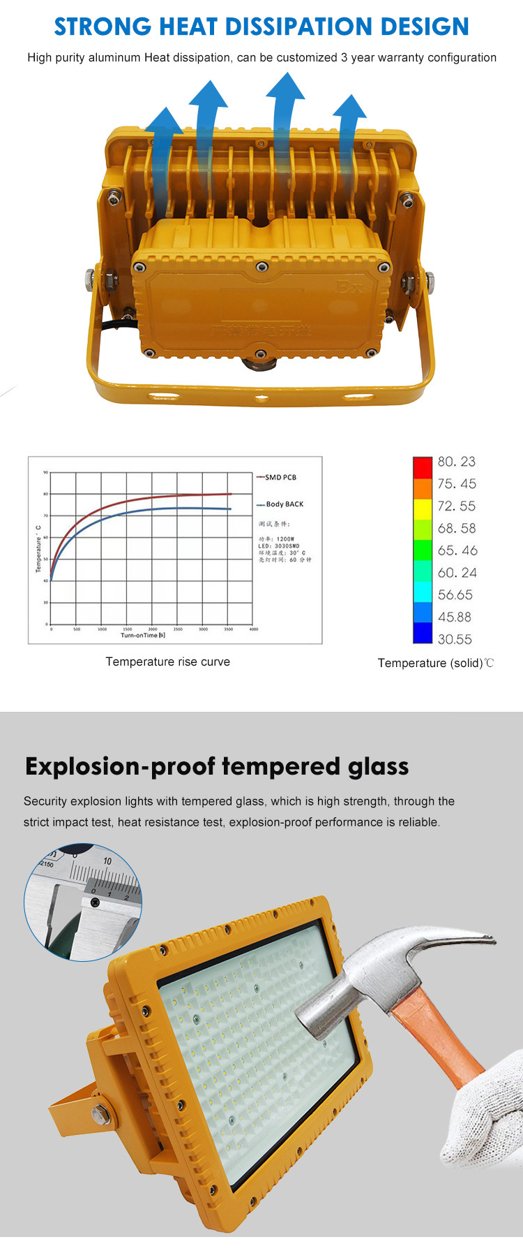 OEM Hazardous Explosion Proof Lighting Fixtures Wall Mount Flood Light