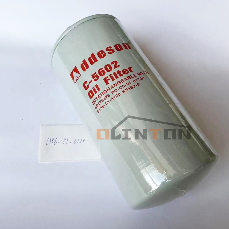 Construction Works 6136-51-5120 Oil Filter for KOMATSU Excavator Parts 6136-51-5120