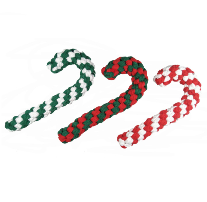 Crutch Vocalize Christmas Dog Rope Toy 6x8 Inch