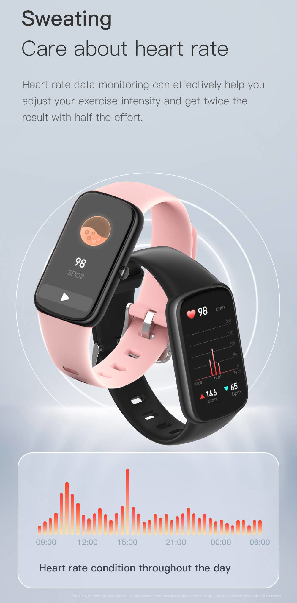 Sport Smart Health Bracelet 150MAh Battery IP67 Waterproof Blood Pressure Monitor