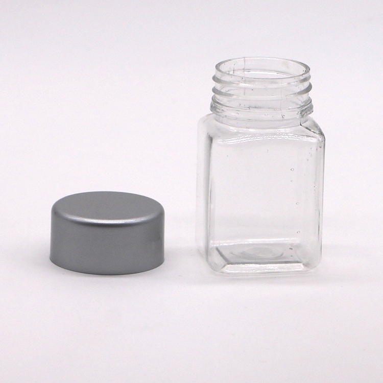 60ml PET Plastic Square Bottles with Plastic Screw Cap for Tablets Pill Capsule