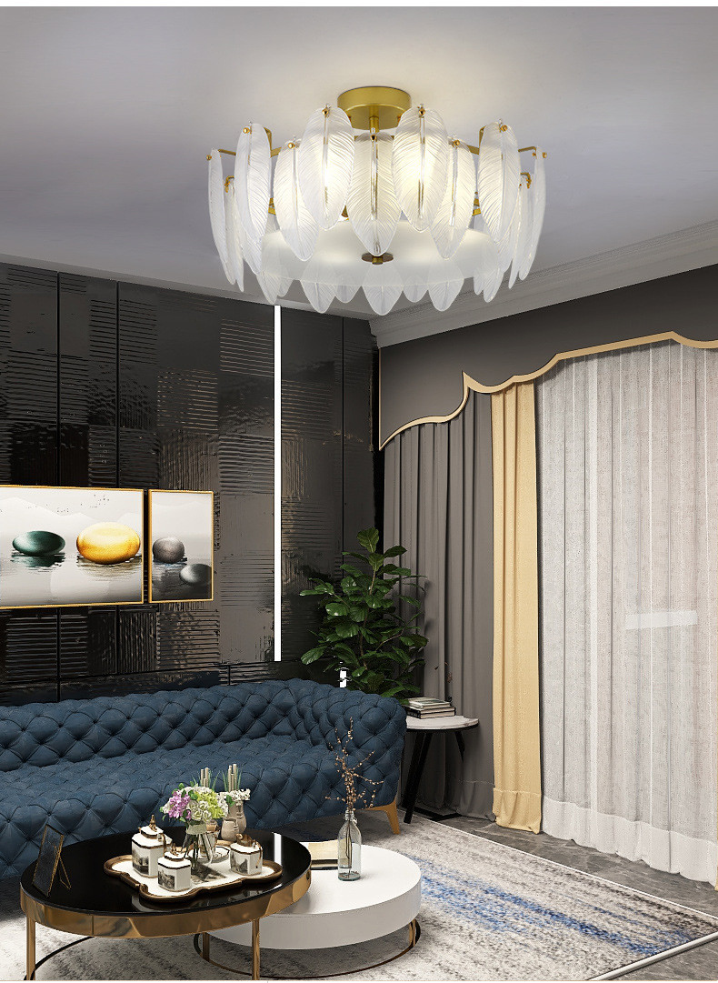 Light Luxury Ceiling Lamp Post Modern Minimalist Bedroom Lamp Creative leaf Chandelier(WH-CA-77)