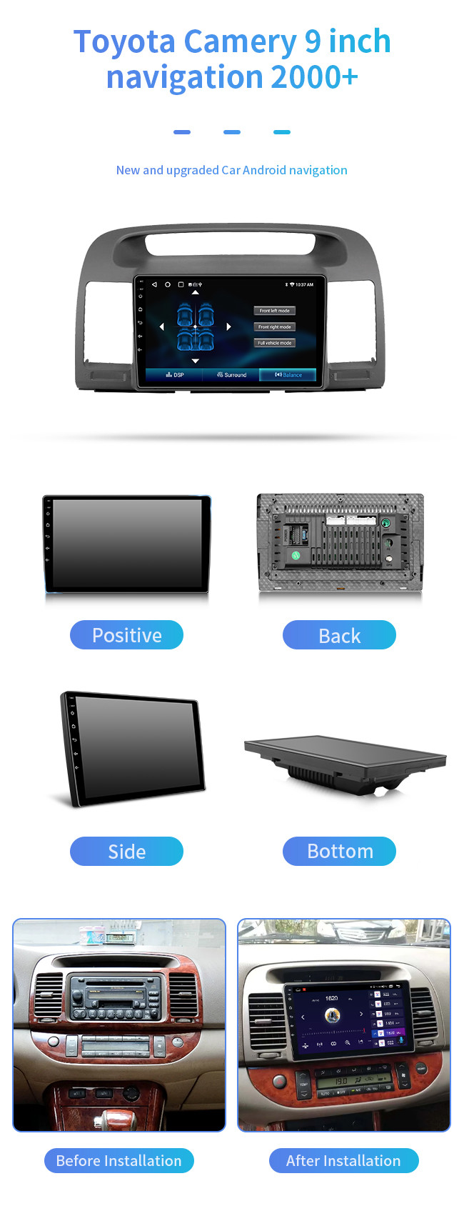 Bluetooth Touch Screen Car Navigation Music Car MP5 Car DVD/CD For Toyota Camery 9 Inch Navigation 2000+