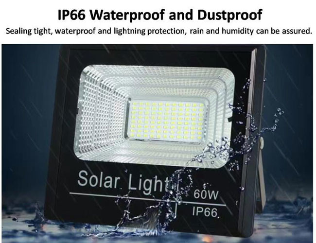 60W IP66 Square Outdoor Solar Lighting System Intelligent Light Controlled 23H
