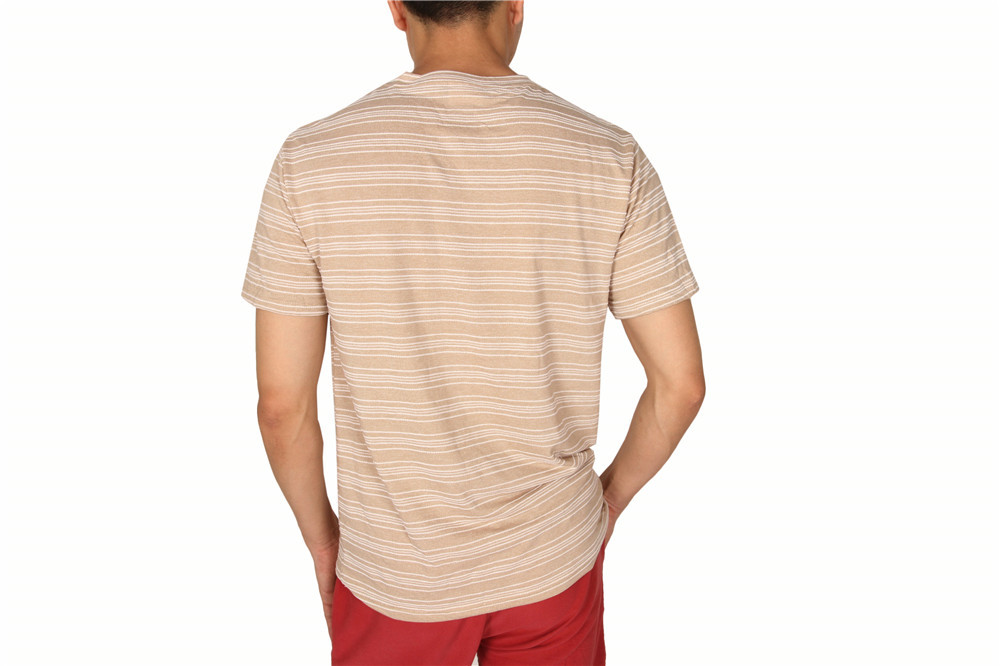 Stockpapa Pink Khaki Mens Striped Tee S M L XL