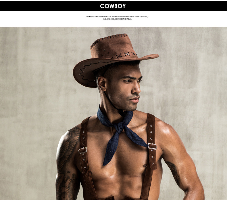 Men′s Sexy Lingerie Vest Western Cowboy Style Sexy Man Cosplay Wear a Hat Underwear