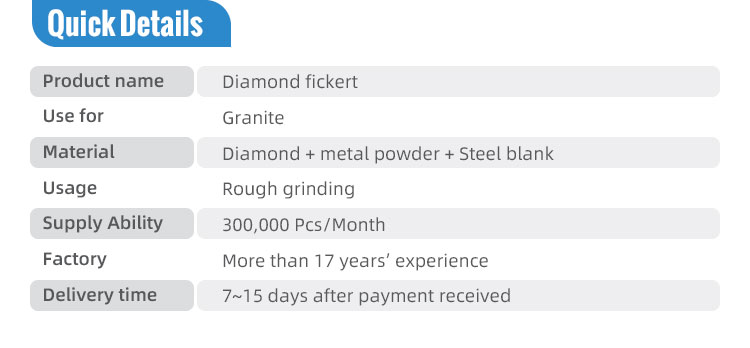 Long Service Life Diamond Resin Fickert for Customized Granite Abrasive Polishing