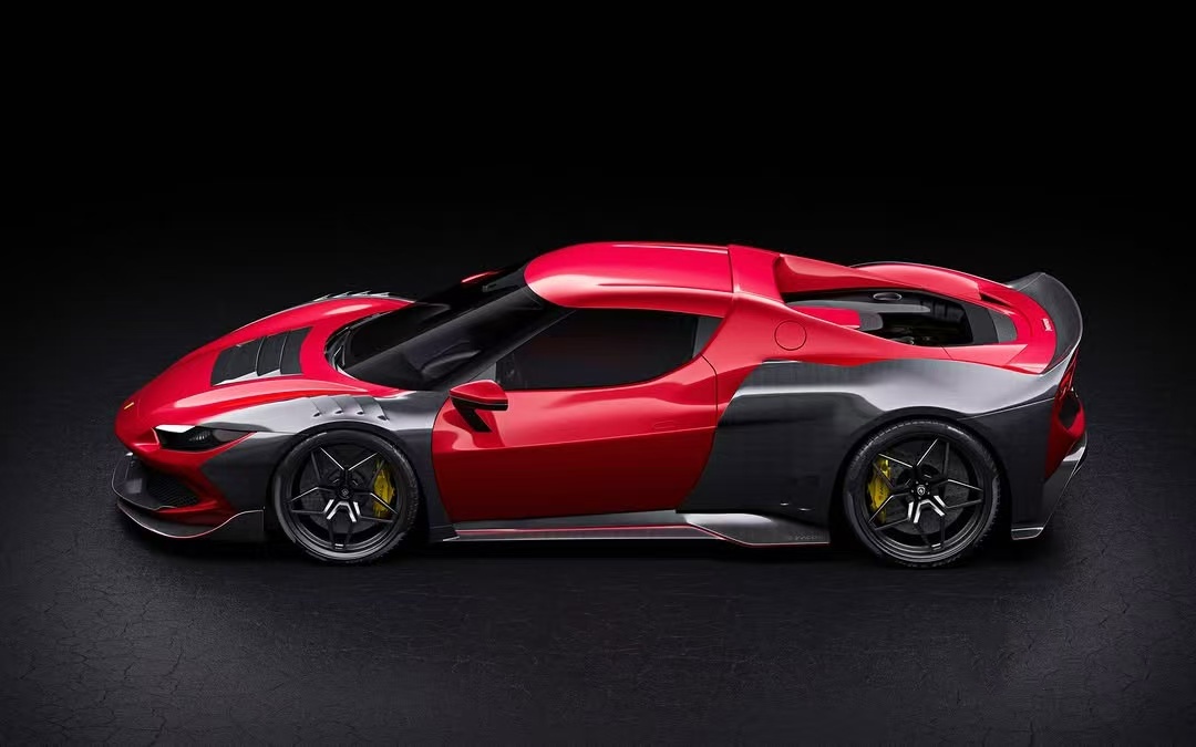 Red Ferrari 296 Automobile Body Kit ZE Style Diffuser Carbon Fiber Front Lip Spoiler