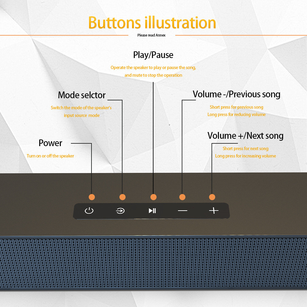 OEM ODM Optical Input Wireless Soundbar Speaker With FM Radio Frequency 87.5-108