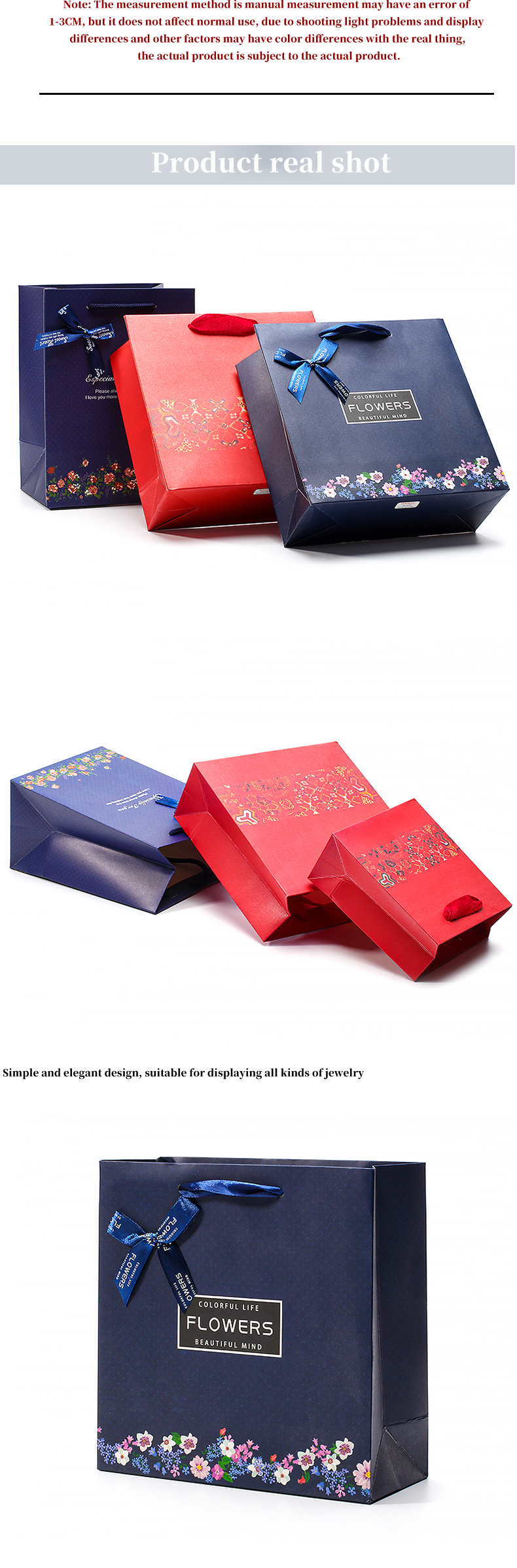 Spacious Space Hard Cardboard Paper Tote Bag for Jewelry Box Gift Packaging
