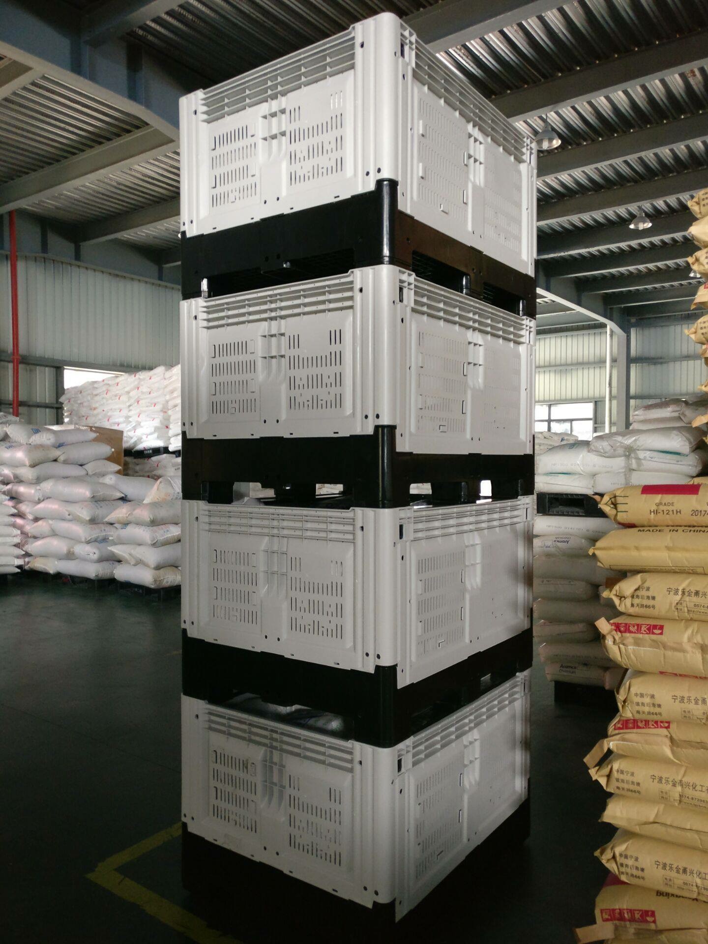 Heavy Duty Recyclable Storage industry HDPE Large Stackable Foldable Collapsible Plastic Pallet Box