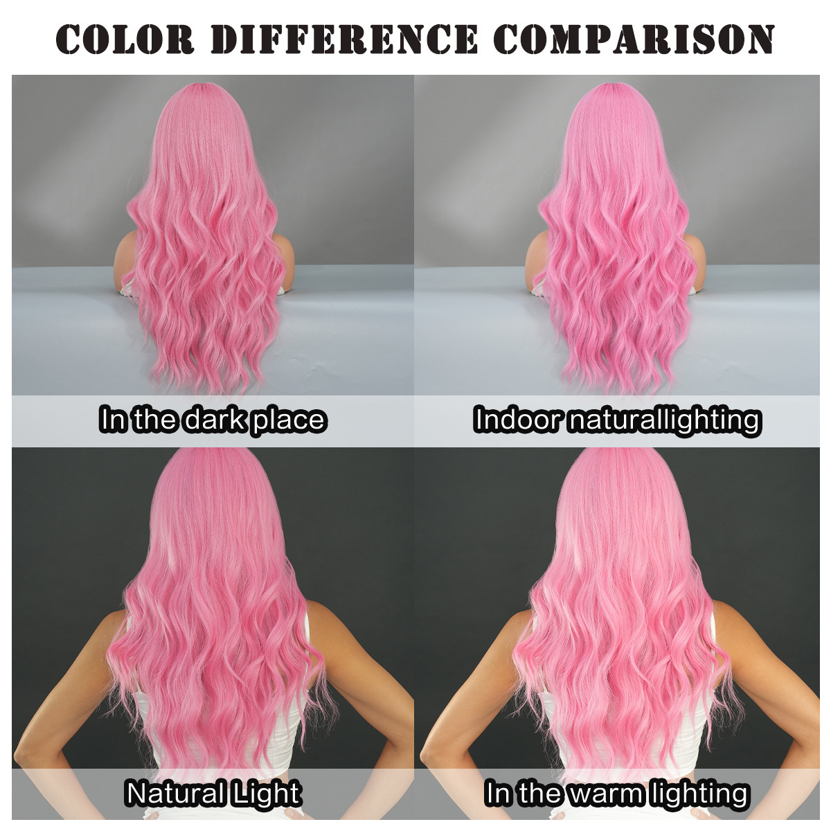 Fashion Long Body Wave Hair Pink Synthetic Wigs For Women