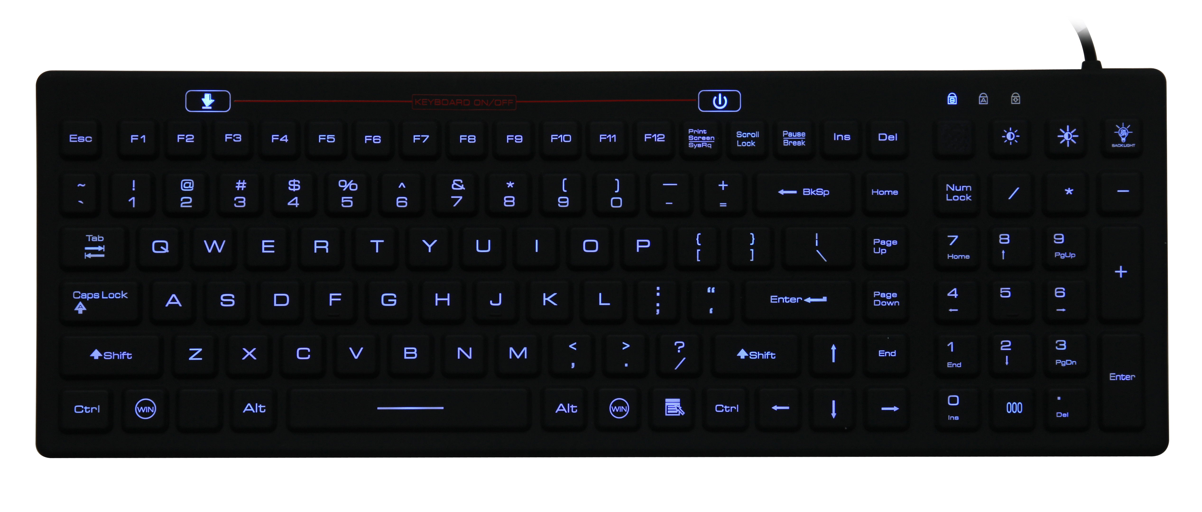 3-color Interchangeable Backlight Medical Keyboard with 2-step Adjustable Backlight Brightness