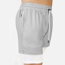 Men 90 Polyester 10 Spandex Compressionh Quick Dry with Liner Training Running Short 2 in 1 Gym Shorts for Men