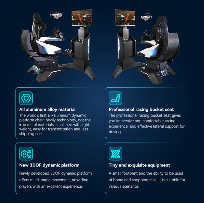 220V 9D VR Racing Simulator Aluminum Alloy Steering Wheel Driving Arcade Game Machine