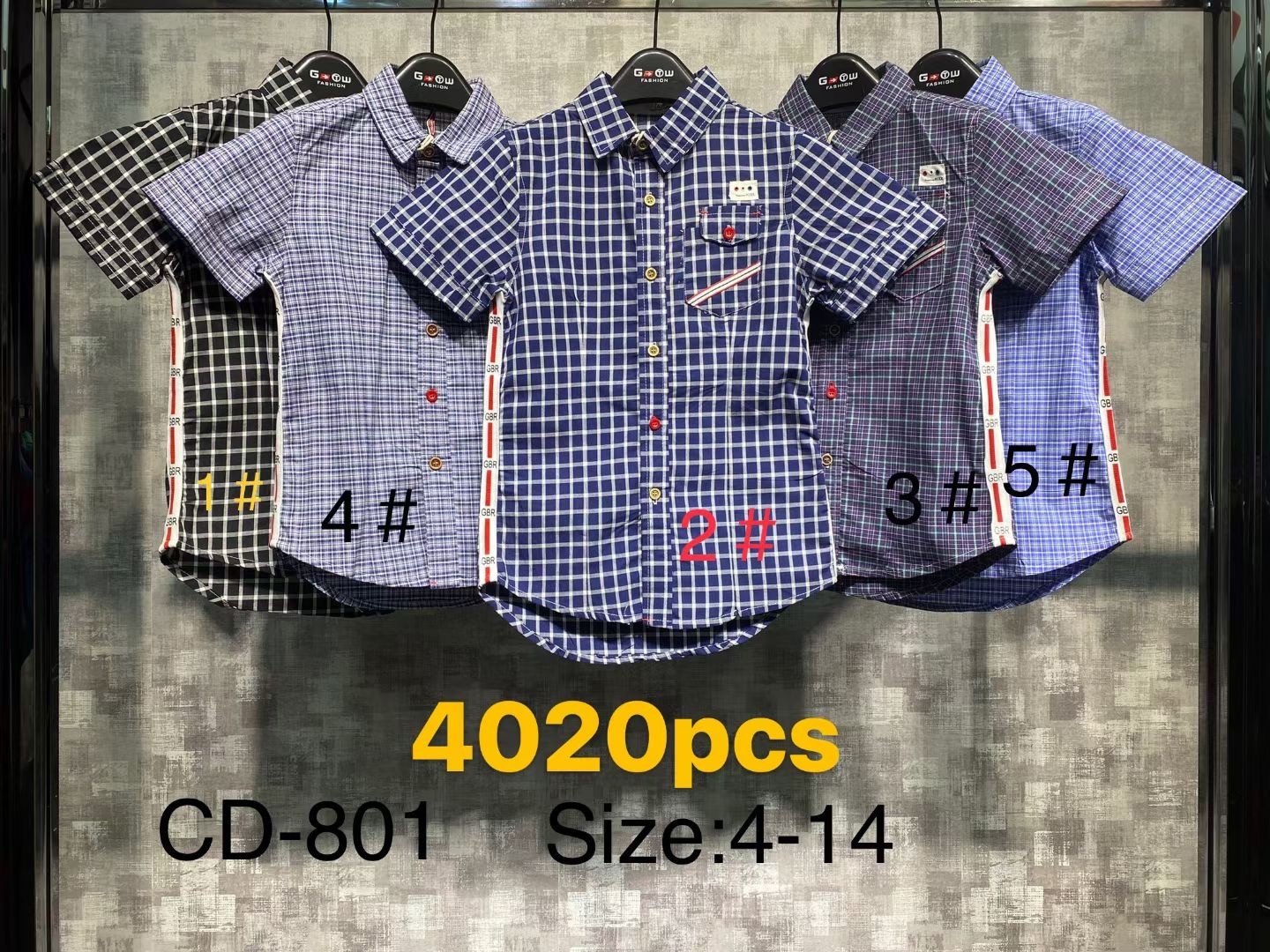Boy'S 100% Cotton Casual Shirts 4 14y Size Stockpapa