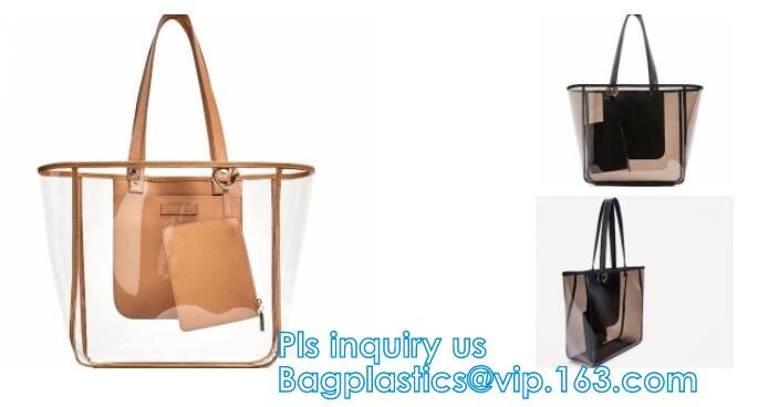 transparent plastic tote shopping pvc bag, Cosmetic Packaging Clear PVC Bag, Plastic Bags with Your Own Logo, shopper