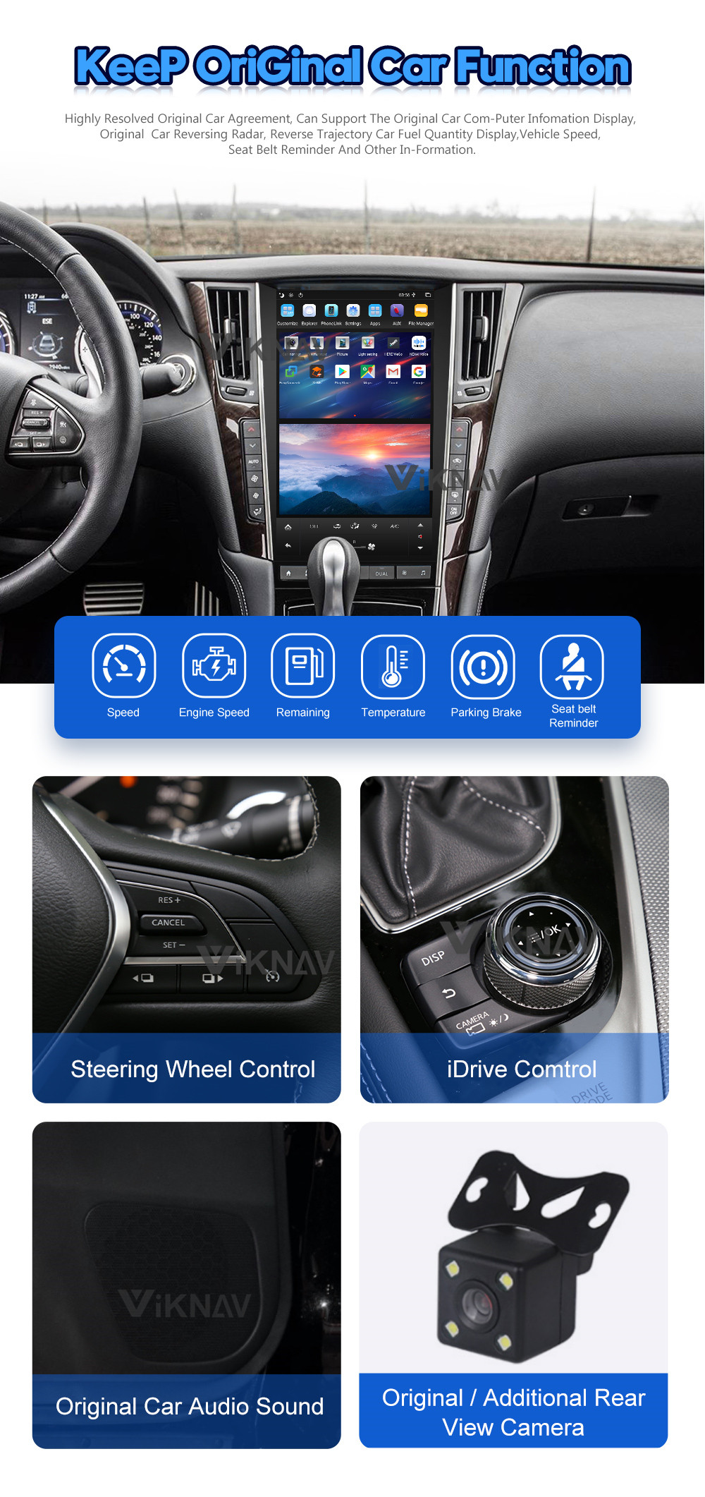 13.6inch Android Car Radio GPS Navigation For Infiniti Q50 Q50L 2012 2020