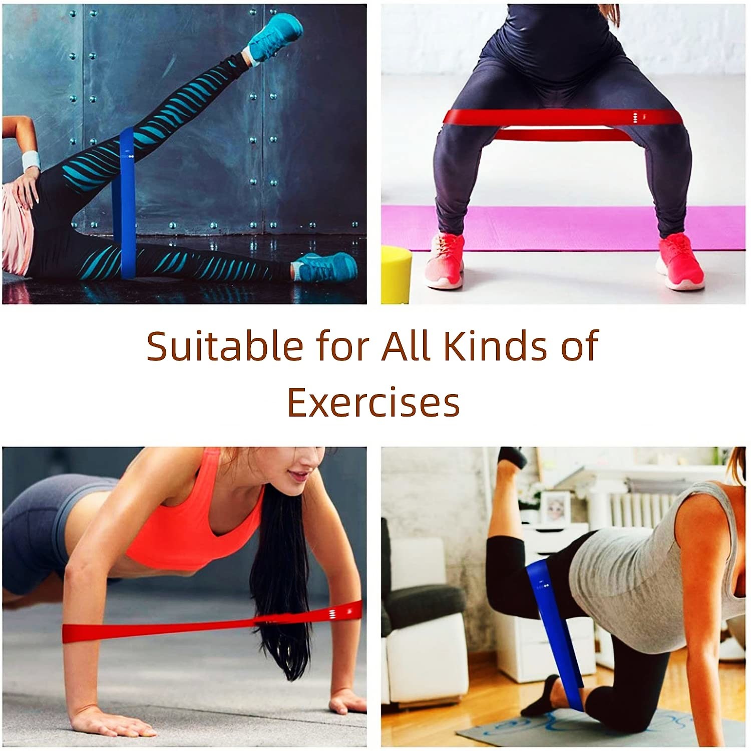 Silicone Resistance Loop Exercise Band For Home Fitness Elastic Workout 5pcs Bands