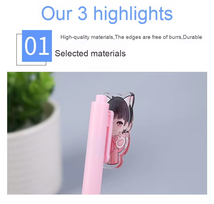 Creative DIY Personalized Cartoon Anime Acrylic Gel Pen Unique Patch Design Rubber Metal Signature Pen for Promotions