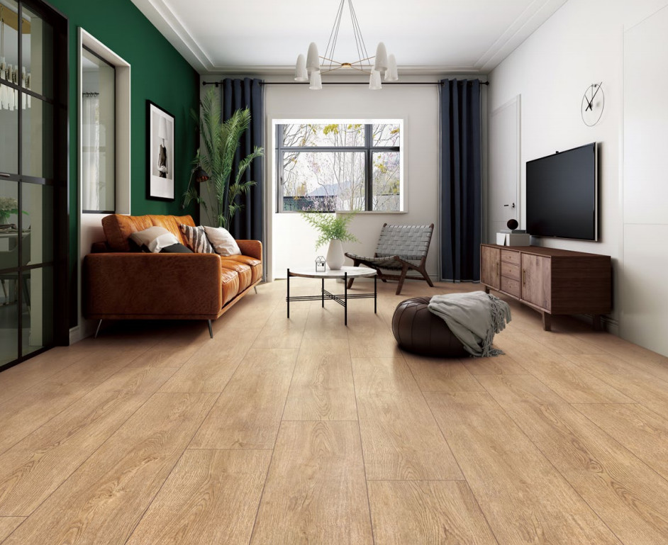 36Kgs/Box 250x1500mm Wood Floor Tiles , 9.5mm Thick Interior Wall Tile Glazed Porcelain