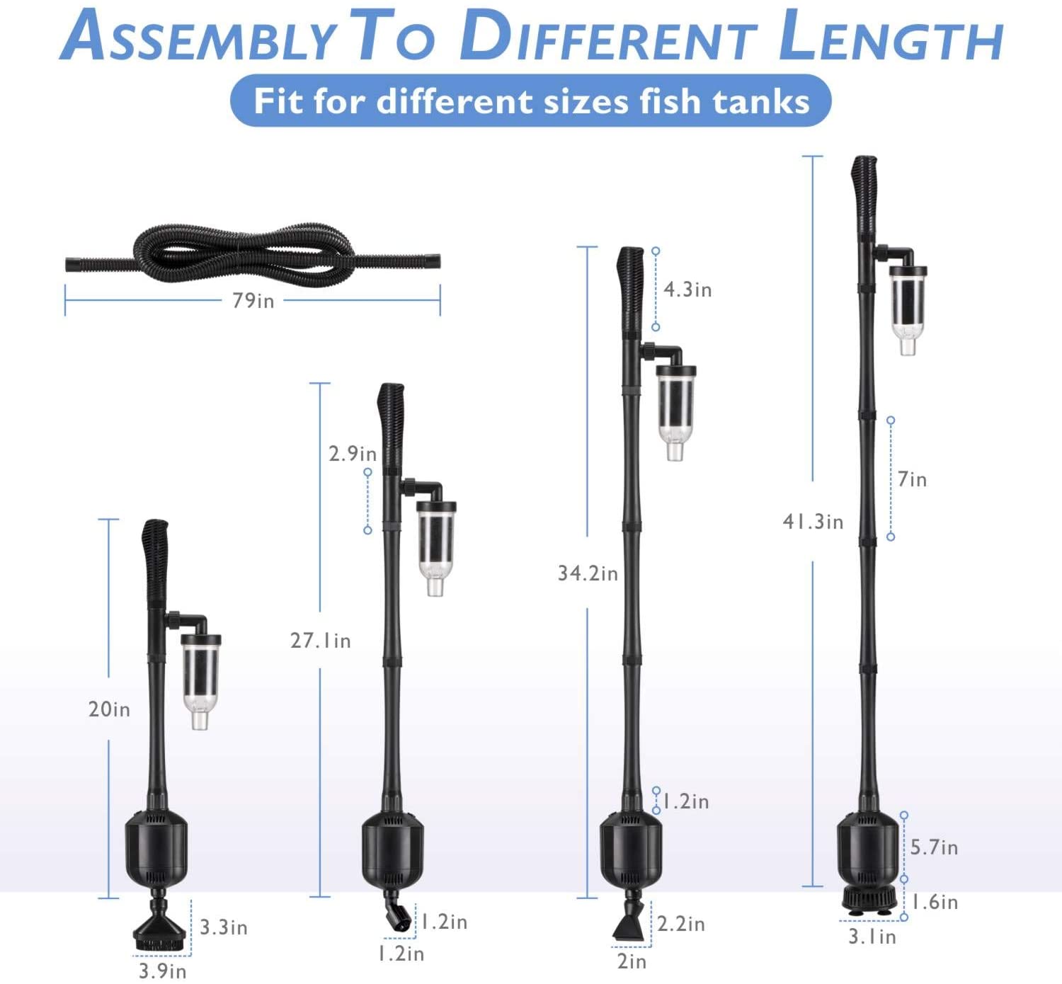 5 In 1 396GPH 12V Aquarium Gravel Cleaner