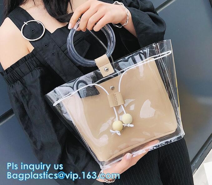 Beauty Flower Color PVC tote shopping bag, PVC Coating 600D Polyester Tote Bag Grocery Bag with Zipper Closing, handle