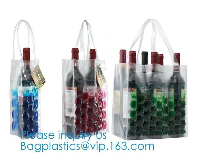 PVC Ice Bag, Wine Beer Gift Bags, Wine Bag, Drink Ice Bags, Portable Wine Bags Gel Ice Pack PVC Wine Cooler Bag With Han