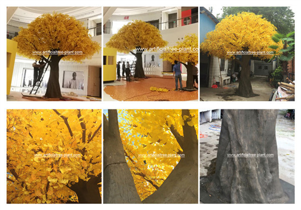 Wood Autumn Artificial Ginkgo Leaves Non - Toxic Moisture - Proof