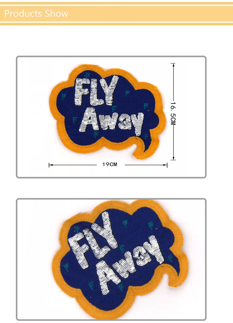 Fly Away Diy Embroidered Patches Bright Color 19 * 16.5CM Size For Decoration