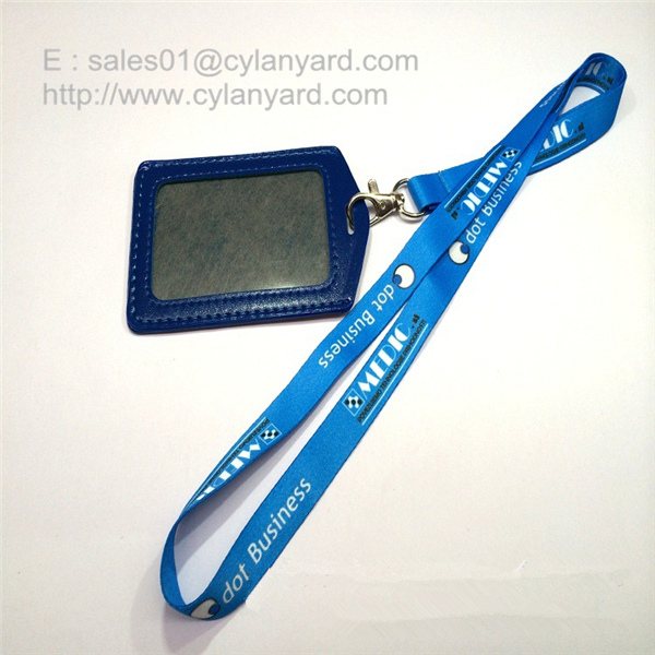 Custom sublimated full color lanyard with leather badge