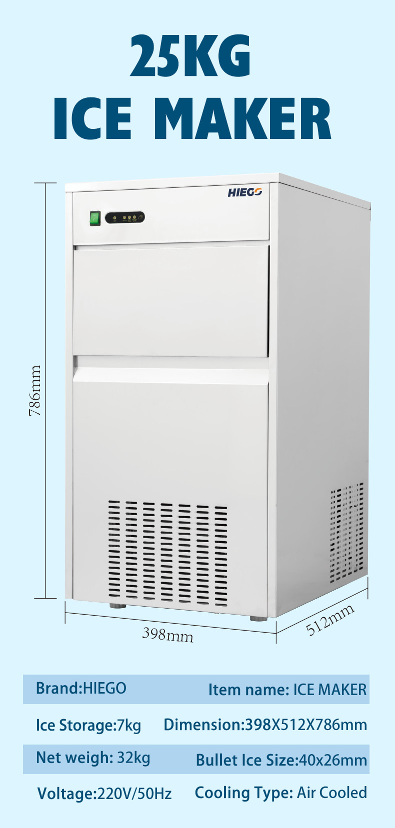 25kg Small Nugget Ice Maker Under Counter Economic Portable Ice Nugget Machine