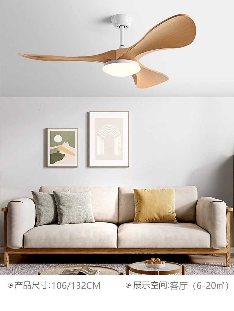 American Retro Solid Wood 42 Inch 3 Blade Ceiling Fan With High Wind Power