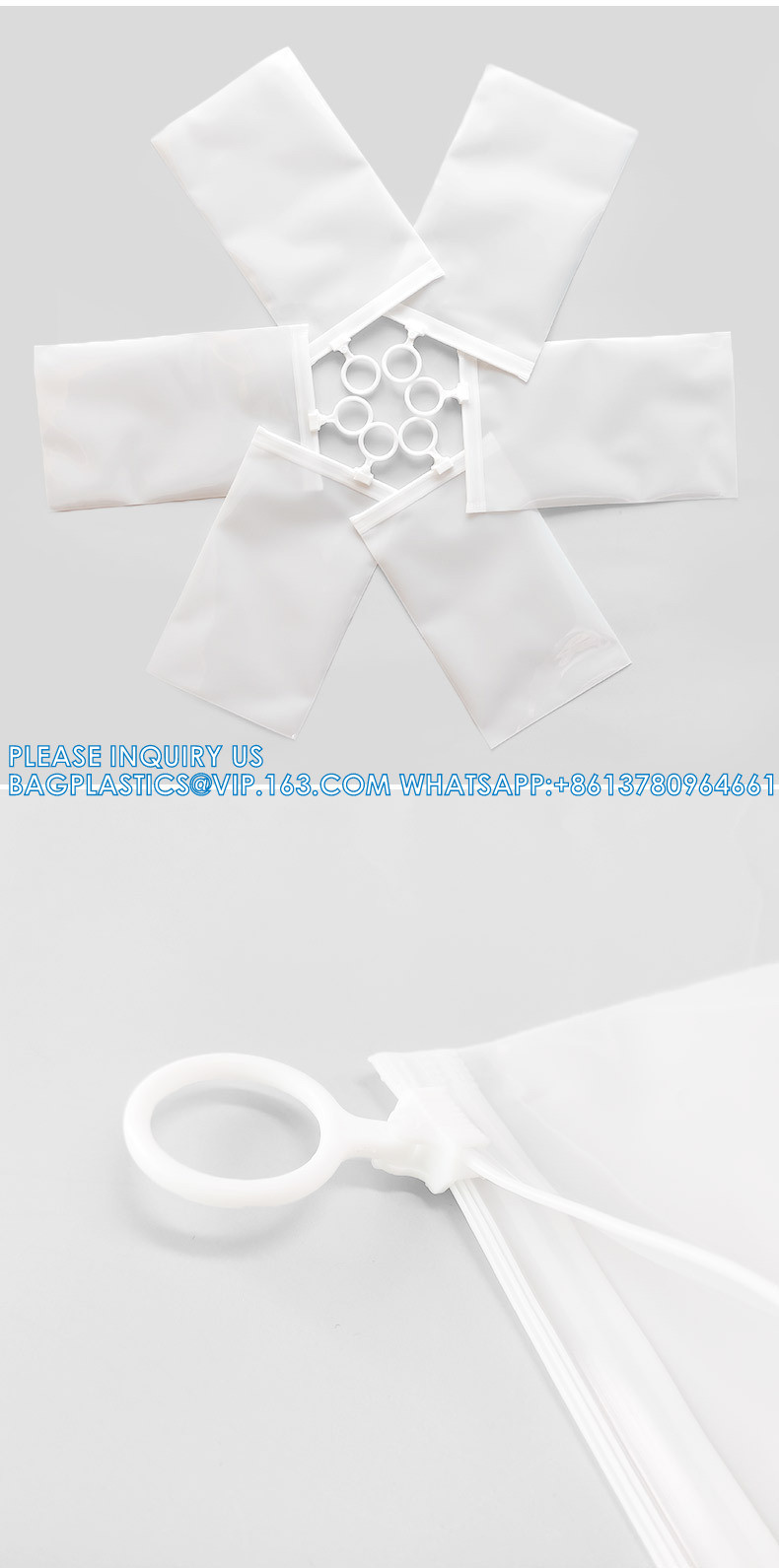 HANGER HOOK BAGS,GARMENT BOTTON CLOSURE BAGS, EVA FROST DRAWSTRING BAGS, VINYL HANGER HOOK BAG