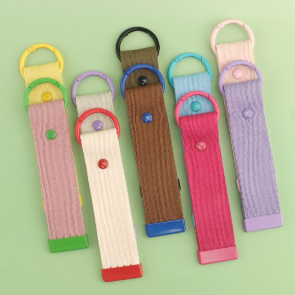 DANSKY 2026 New Style Colored Name Canvas Tag Clip Webbing Metal Keychain Keyring with Open Ring