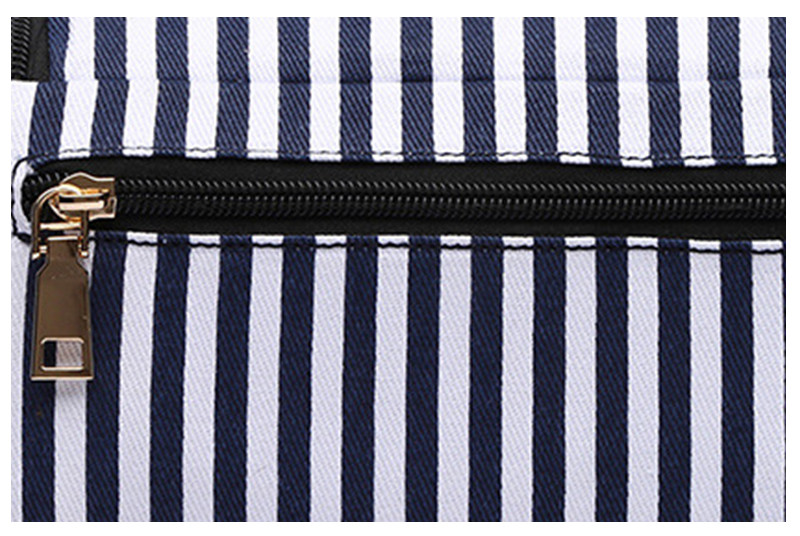 Portable Vintage Stripe Cotton Canvas Cosmetic Travel Case