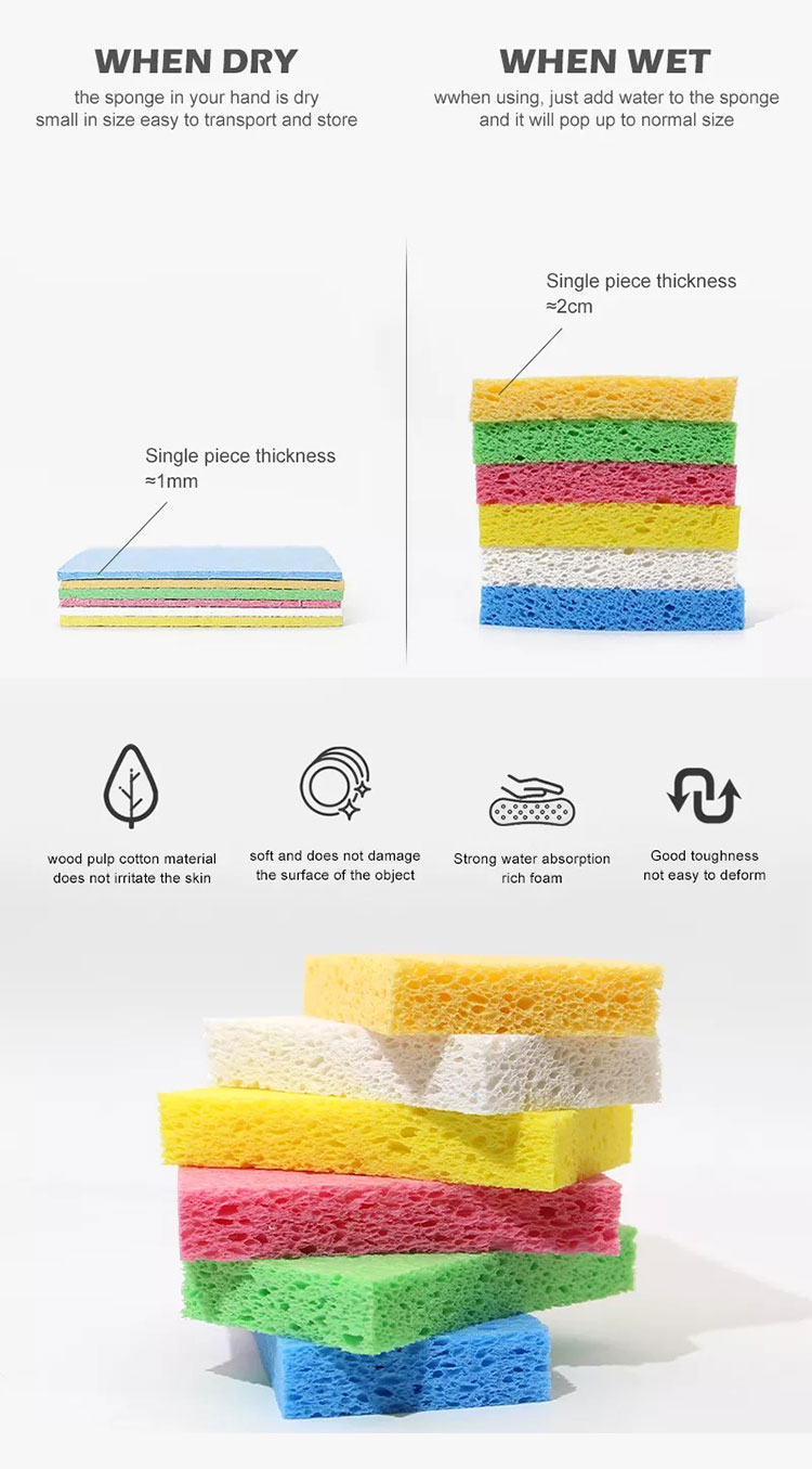 Multi Purpose Cellulose Sponge Scourer Customized Kitchen Cellulose Sponge Eco Friendly