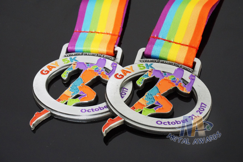 M -23 Cut Out Design By Clients Custom Sports Medals With Sublimated Ribbon