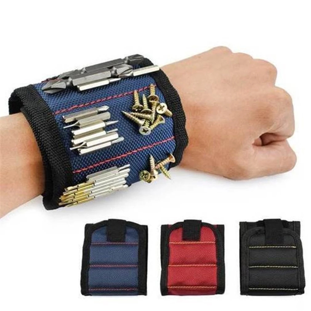 2021 Magnetic Wristband Portable Strong Electrician Wrist Tool Belt Screws Nails Drill Bits Storage Bracelet For Repair Tool