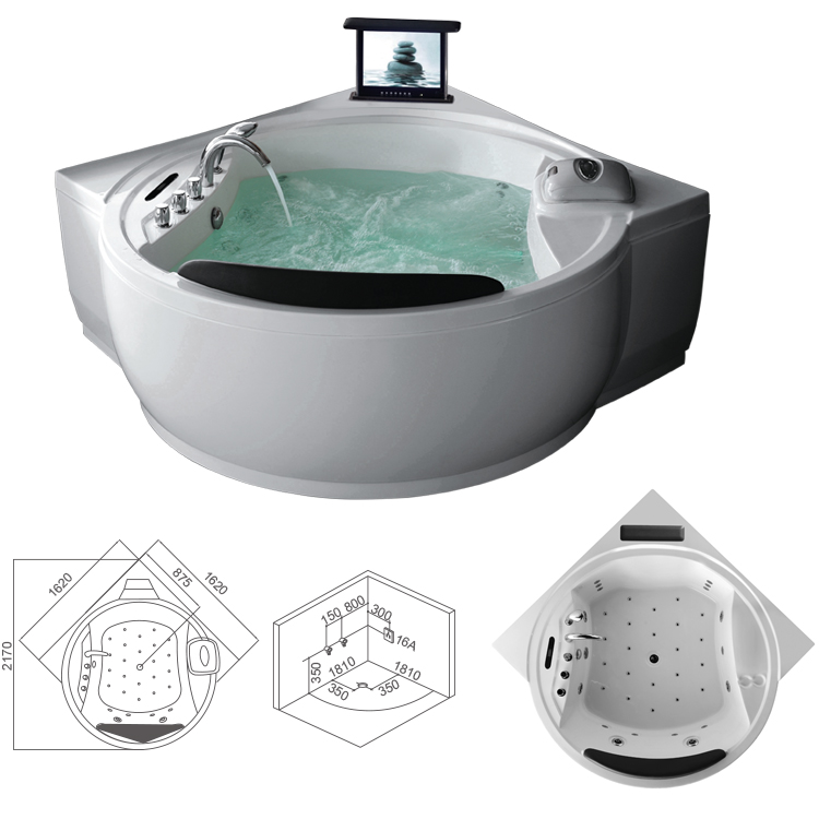 Freestanding Bubble Massage Bathtub 1800 X 900mm Hydro Heart Round