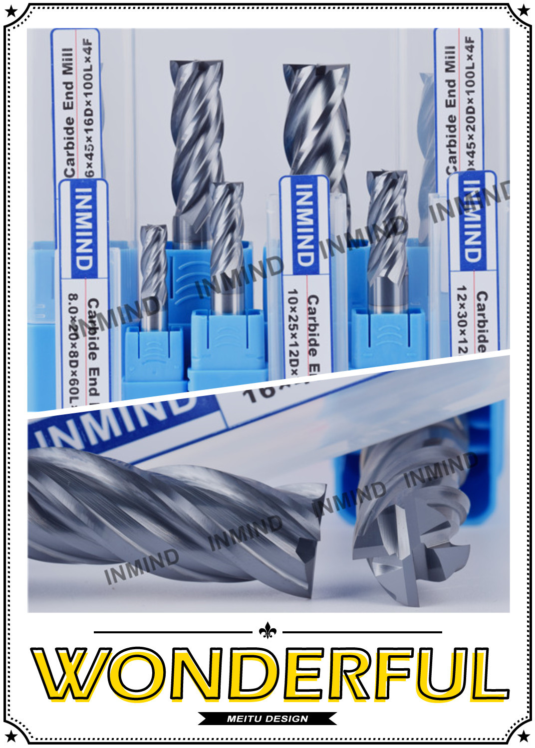 20 mm / 18 mm AlTiN Coating Long Square End Mill With 4 Flute 150 mm Length