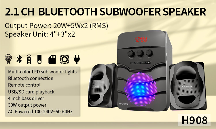 USB Input 2.1 Bluetooth Speakers 65dB Bluetooth Subwoofer Speakers