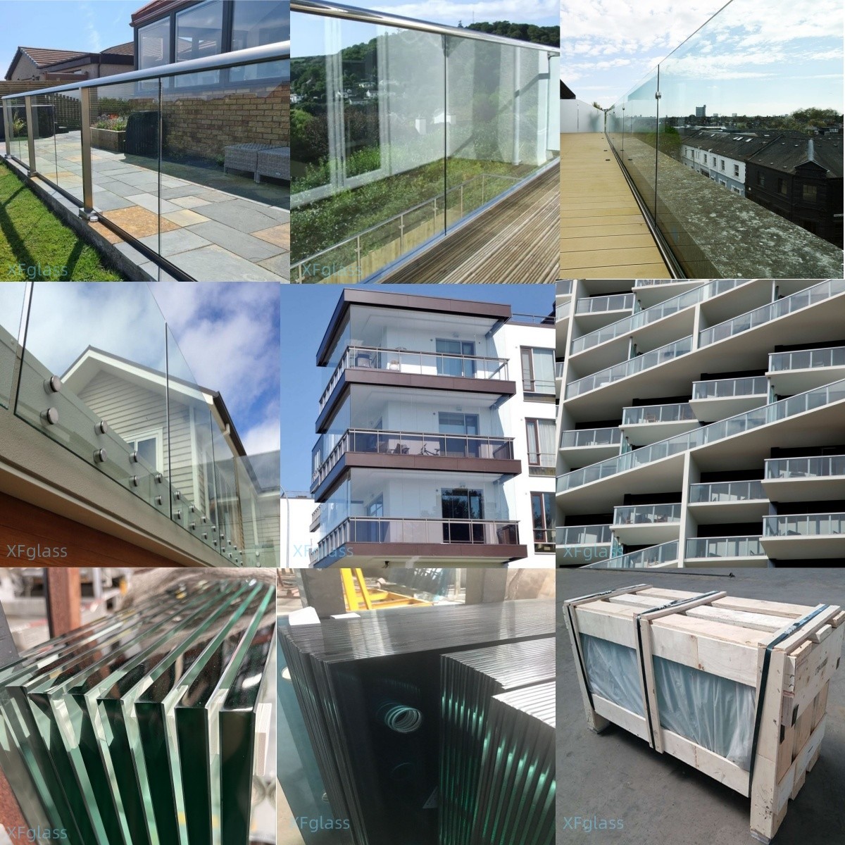 Frameless Glass Railing For Deck , Internal Staircase Glass Balustrade Handrails Tempered Glass Decking Balustrades And Handrails