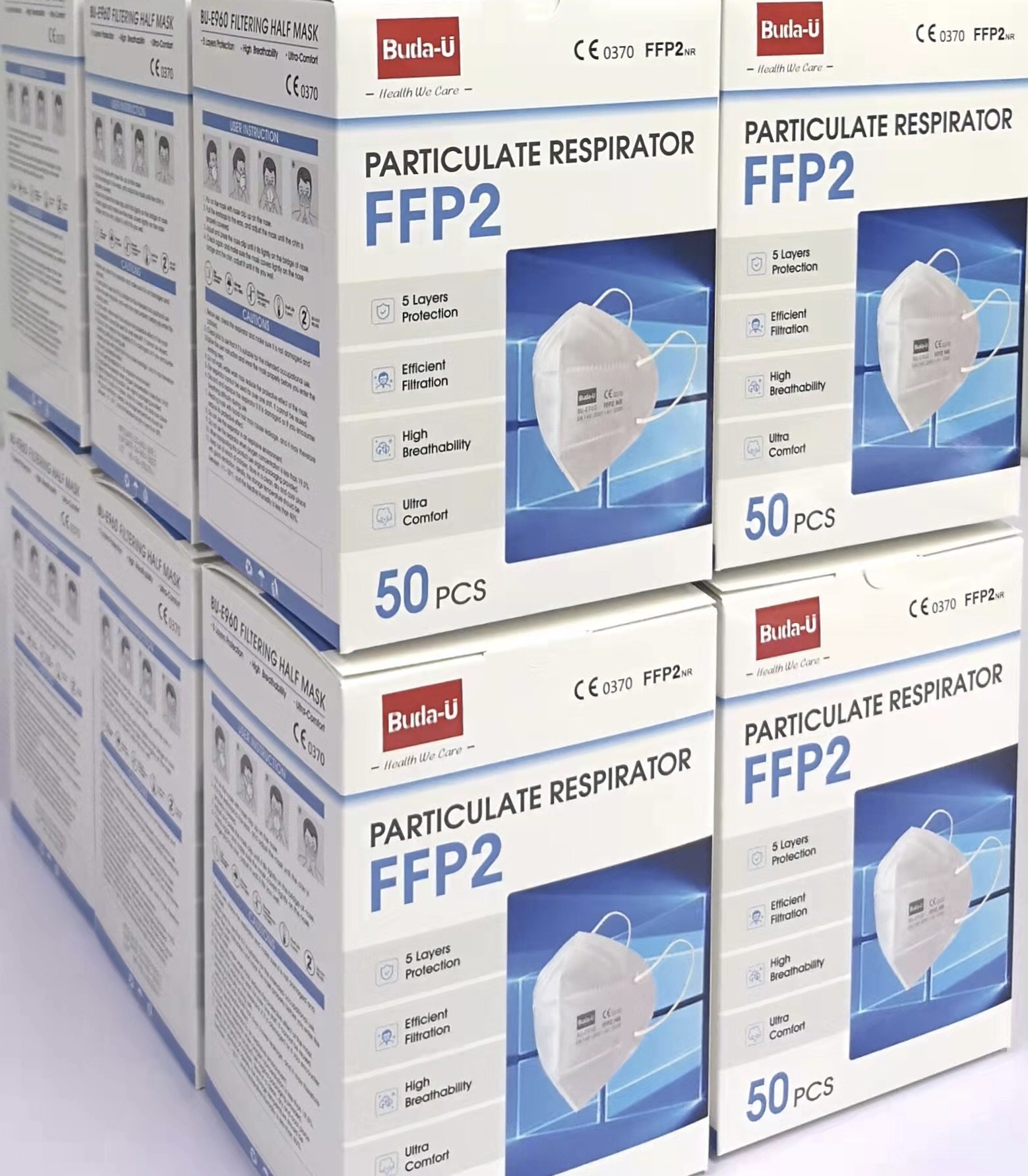 White Disposable Earloop Face Mask , 5 Layers FFP2 Protective Mask With Earloops , Excellent Packing , CE0370, FDA.